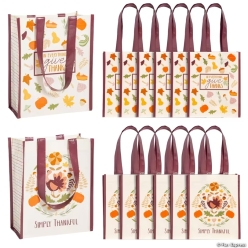 Thanksgiving Laminated Nonwoven Shopper Tote Bags-12Pk